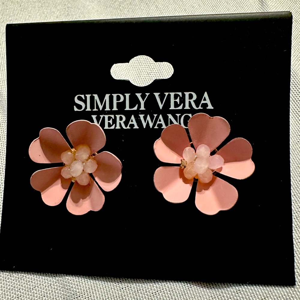 Simply Vera Vera Wang Pink Floral Petal Earrings